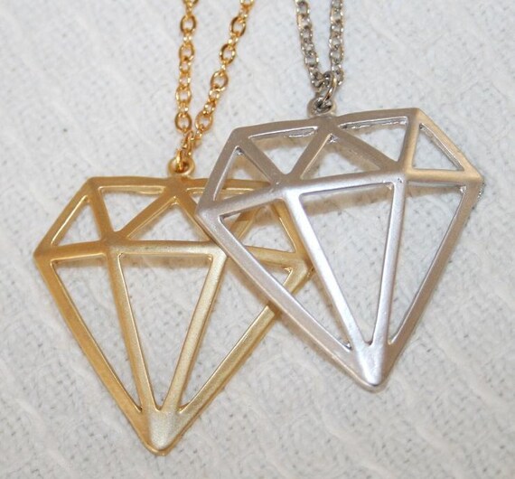 Unique jewelry,Holiday gift to her,Diamond Necklace,Geometric Necklace,Diamond shape,Silver,Gold,Art nouveau Jewelry