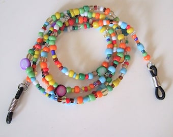 Multicolor Eyeglass chain,Gift idea,Beaded thin Eyeglass holder strap,Rainbow Color seed beads,Glasses Chain,Gift to Mother Grandmother Gift