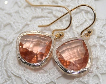 Unique Gifts for women,Peach Drop Earrings,Valentines gift,Gift to Her,Pink Champagne earrings,Peach drops,dangle earrings,Everyday,Gorgeous