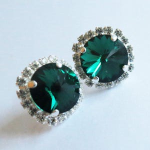 Crystal Green Emerald Earring,Gift to Her,Emerald Ear stud,Green Stud Earring,Green Crystal Emerald Earring,Statement Jewelry,Emerald stud