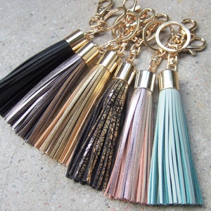 Unique Gifts,Leather Tassel Key Ring Chain,Valentines Gift for friends,Tassel Fringe Key Chain,Bronze Gold Key Ring,Bag accessory,Gift idea