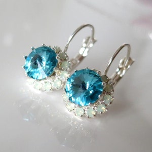 Unique gifts for women,Turquoise Earrings,Blue Bridal Earrings,Aquamarine S®,Rhinestone Earrings,Aqua Earrings,Statement Aquamarine glass