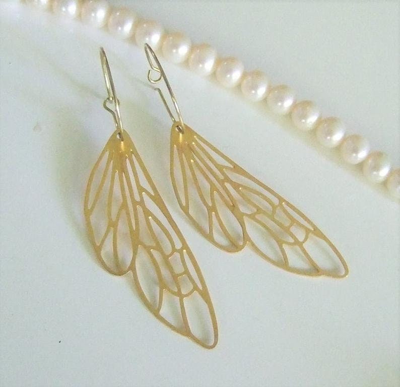 Dragonfly Wing Earring,silver or brass,Mothers Day Gift,Butterfly earring,Butterfly Wing Earring,Insect,Nature inspired,Inspirational image 2