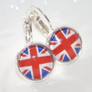 British Flag Earring,Union Jack Earring,French Flag,United Kingdom,England,London,Etsy Gift to Her,GreatBritain Jewelry,Lever back,Patriotic