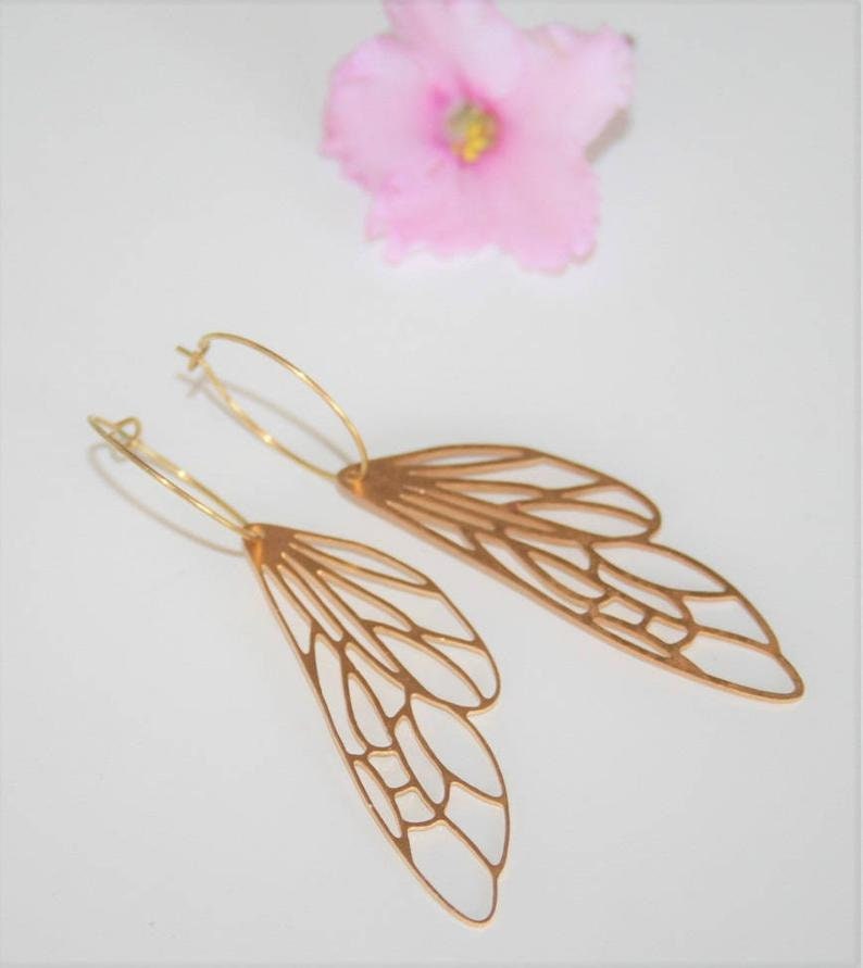 Dragonfly Wing Earring,silver or brass,Mothers Day Gift,Butterfly earring,Butterfly Wing Earring,Insect,Nature inspired,Inspirational Brass
