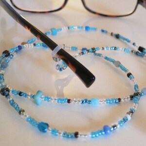 Eyeglass Chain Beaded Blue,Christmas gift idea,Gifts for Mom,Aqua Glasses chain,Gifts for Her,Holiday Gift,Personalized Gift,Eyeglass holder