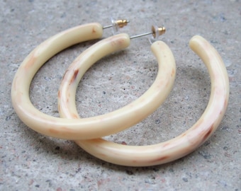 Beige or Pink Hoops,Acetate hoop earring,Natural color circle earring,Geometric earring,50mm,Marble acrylic acetate hoops,Gift to Her