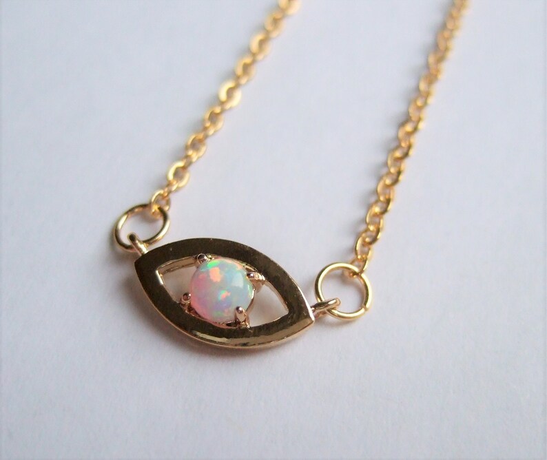 Delicate layer necklace,Unique gifts for Her,Evil Eye necklace and Opal,Eternity necklace,Golden Minimalist necklace,Feminine dainty Jewelry