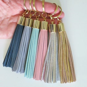 Leather Tassel Key Ring,1pcs,Pink,Mint Tassel Fringe Key Chain,Tassel Key Chain,Gift Idea,Blue,Wine Bag accessory,leather,Unique Gift to Her