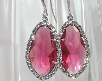 July Red crystal earring,Statement Rhinestone Earring Ruby Red Teardrop,Gift to Her,Bridal Cubic Red Classy Earring,Luxury Statement Jewelry