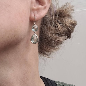 Brinco verde erinita, brinco de noiva verde cristal, presente para ela, brinco de lágrima prasiolita, joias de casamento verde claro, joias de dama de honra