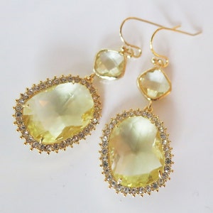 Orecchino di citrino, Regalo di pietra portafortuna di novembre per lei, Regali unici, Orecchino di topazio di cristallo giallo, Gioielli giallo citrino, Gioielli da sposa gialli