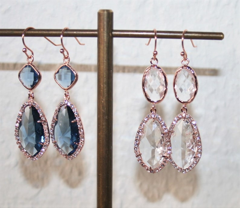 Valentine\u2019s Day gift,Crystal Bridal Earring,Rose Gold Earring,Clear Chandelier Earring,Crystal Jewelry,Statement Wedding Bridal Jewellery