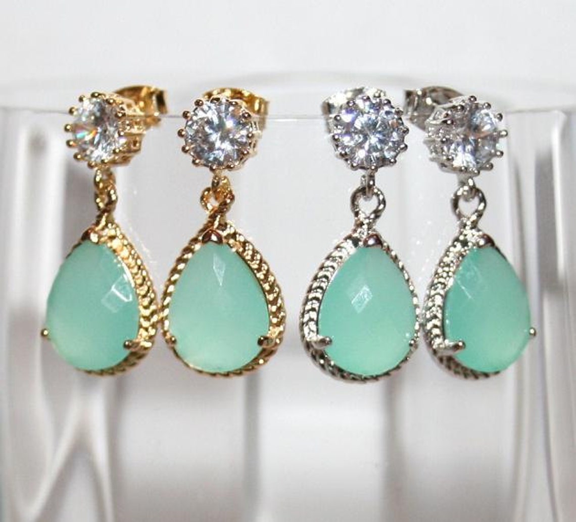 Mint Drop Earrings for Statementmint Bridal Etsy