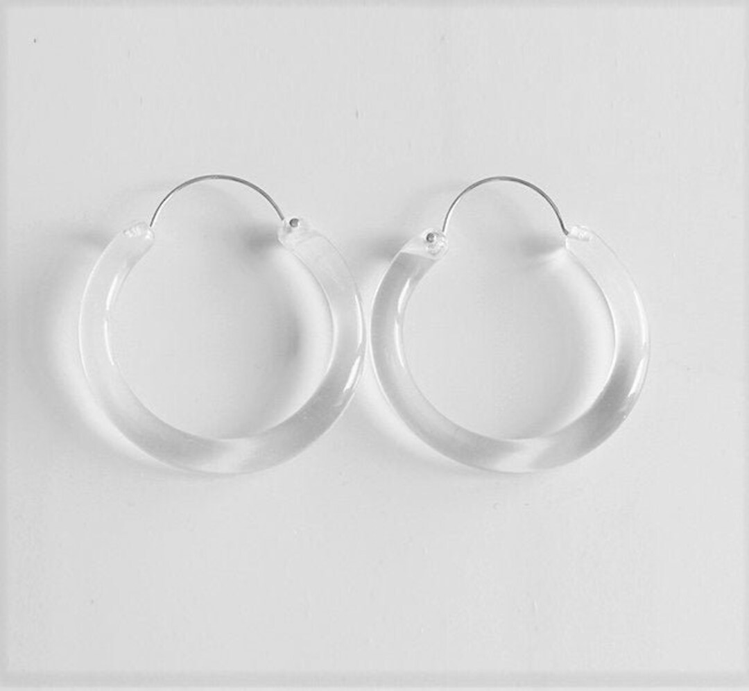 Clear Lucite Hoop Earring45mmcircle Hoop Earringclear Etsy