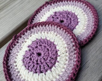 Set of Crochet Coasters,Lavender Purple color,Mothers Day Gift,Handmade Crochet Coffee Tea Coaster Set 2,Housewarming,Cotton Round Coaster
