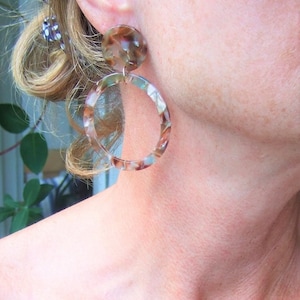 Lucite earring,Tortoise Earring Hoops,90s,Brown hoop earring,Acetate Hoops,42mm,Tortoise,Circle Hoop Earring,acrylic hoops,Gift to Her