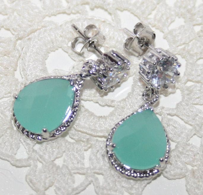 Mint Drop Earrings for Statementmint Bridal Etsy