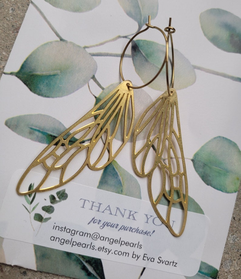 Dragonfly Wing Earring,silver or brass,Mothers Day Gift,Butterfly earring,Butterfly Wing Earring,Insect,Nature inspired,Inspirational image 1