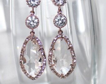 Crystal Bridal Earring,Custom made earring,Art Deco Rhinestone Earrings,Rose Gold Earrings,Teardrop Statement Chandelier Earring