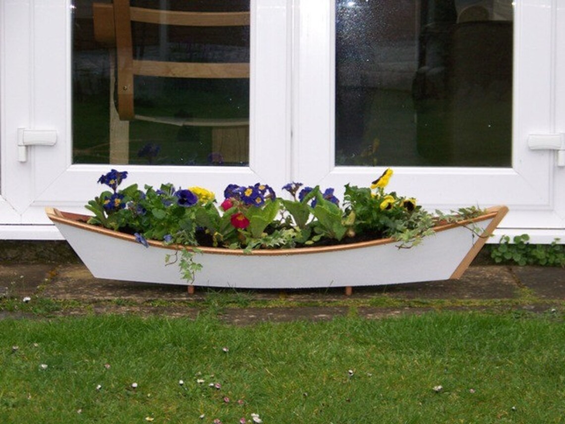 Beautiful Wooden Boat Planter Free P&P for a limited period Etsy