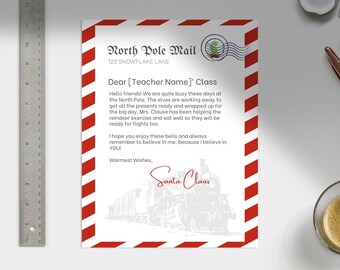 Polar Express Classroom Bell Gift Letter Template | Instant Download |  Editable Printable in Color & Black and White
