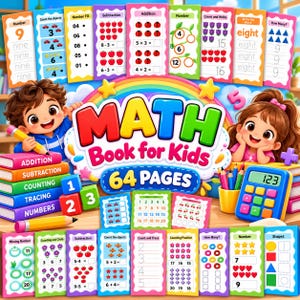 Kindergarten Math Activity Book PDF | Preschool Worksheets Printable | Number Tracing Addition Subtraction Workbook, unifix cubes