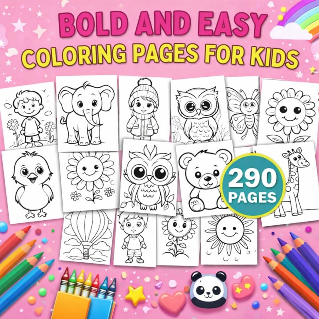 290+ Bold and Easy Coloring Pages for Kids | Toddler Activity Book PLR ...