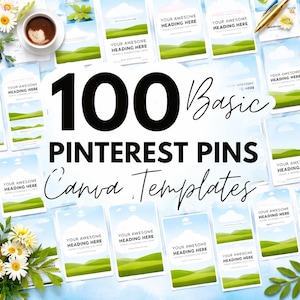 100 Pinterest Pin Templates for Bloggers | pinterest | pinterest canvas | blog templates | pinterest design | social media manager | pines