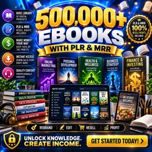 Über 500.000 PLR-E-Books im Paket | Master-Resell-Rechte | Fertige digitale Produkte | Anonyme Marketinginhalte | Resell-Digitalpaket mit MRR