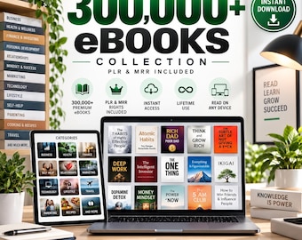 300K Resellable Ebook Bundle PLR ​​MRR | Mega PLR Bundle for Faceless Marketing | Rebrandable Content & Master Resell Rights