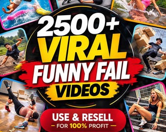 2500+ Funny Fails and Viral Hook Videos Bundle PLR MRR, Resell Rights Pack, Funny Cat Clips, Faceless Social Media Marketing Content,TikTok