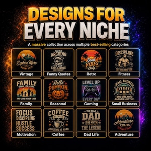 50,000+ T-Shirt Designs Bundle | Commercial Use POD Graphics | Vintage, Streetwear & Niche SVG Mega Pack image 3