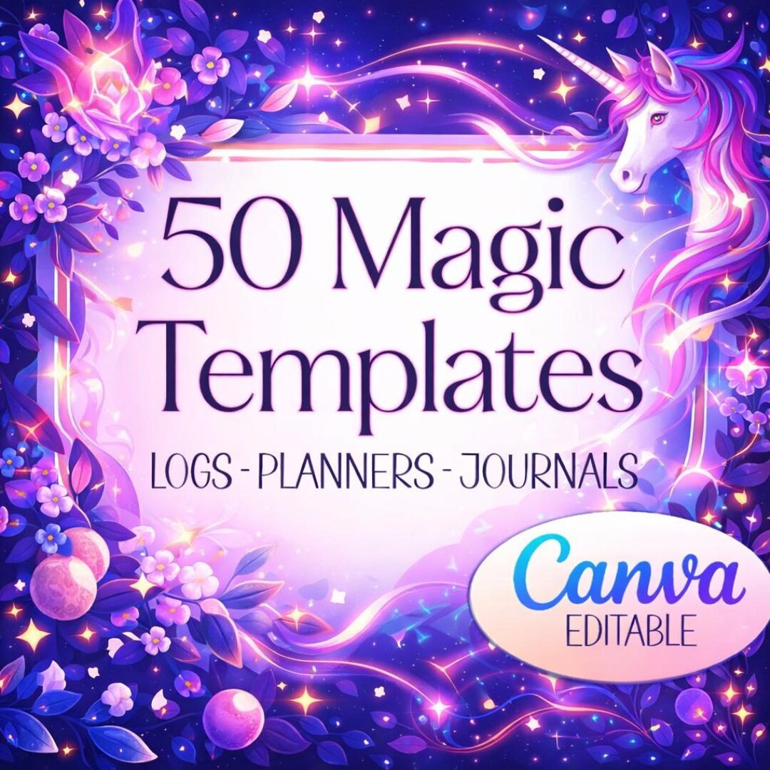 50 Magic Life Templates Canva Editable | Magical Life Planner Templates ...