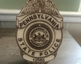 Panneau insigne en bois de la police d'État de Pennsylvanie