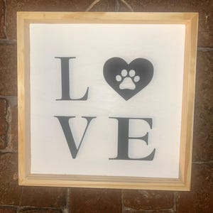 Love Paw Print Wood Sign