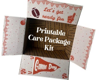 Gebrannte Orange Spieltag Pflege Paket Etiketten: College Football Box Klappen (druckbar)