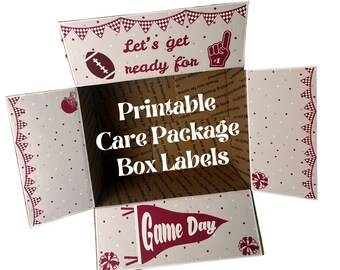 Red Game Day Care Paket druckbare Box Etiketten (digitaler Download)
