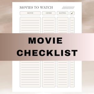 Movie Tracker Template: Film Watchlist Organizer (PDF Download)
