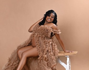 Maternity Dress for Photo Shoot, Tulle Maternity Gown, Baby Shower Photoshoot Dress, Boho Maternity Gown, Wedding Guest Dress, Gift for Her