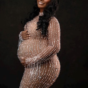 wrap glitter dress Pink Sequins Glitter V-Neck Short Sleeves Elegant Maternity Dress Max –  SeinDeal main image 1
