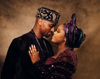 African Chieftaincy Wedding Hat. Igbo Ozo Cap, African Men's Wedding Velvet Cap/Beaded Cap. Nigerian Special Traditional Men Hat