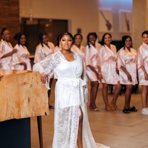 Bridal Robe, long white Wedding Robes for Brides, Tulle Robe, Wedding Day Robe, Gift for her, Bride to be wedding gifts, Bridal morning robe