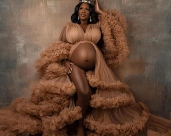 Maternity Dress for Photo Shoot, Tulle Maternity Gown, Baby Shower Photoshoot Dress, Boho Maternity Gown, Wedding Guest Dress, Gift for Her