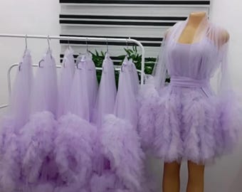 Bridesmaid robe, colored Wedding robe Wedding dress Wedding slip on lingerie Tulle robe for wedding Bridesmaid robe Pyjamas Robe