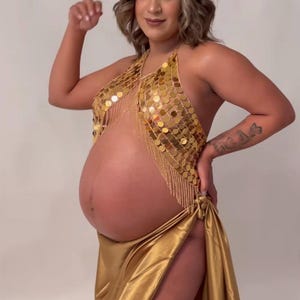 Gold Maternity accesories, Maternity necklace, Maternity Ball dress, Ocassion dress for pregnancy,Gift for Mother to be, senior photo props
