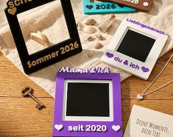 Personalisierter magnetischer Bilderrahmen mit Wunschtext | Foto Magnet | Geschenk für Paare, Familie & Freunde | Erinnerung
