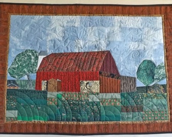 Quilted wall hanging barn Michigan barn wall quilt