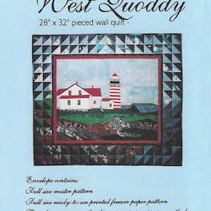 Lighthouse Quilt Pattern, West Quoddy Lighthouse,  Pattern Quilted Wall Hanging, Pieced Lighthouse Pattern