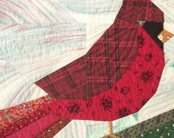 Quilt pattern Cardinal, paper pieced Cardinal quilt block